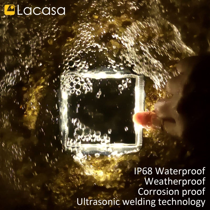 Lacasa Solar Step Lights, 4-Pack 50LM 3000K Warm White LED Solar Deck Lights, Outdoor Solar Powered Step Lights, IP68 Waterproof for Garden Stairs Ground Driveway Pathway - Image 4